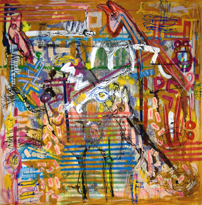 Animalada Acrílico y esmalte 195x195