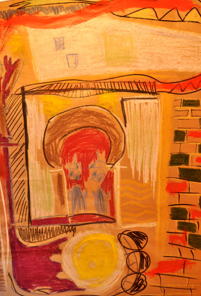 Culebra Mixta sobre papel kraft 60x80cm