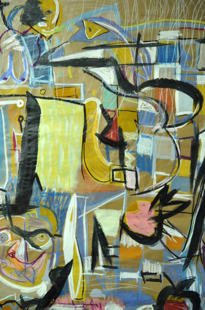 Flamenco malva Mixta sobre papel kraft 80x90cm