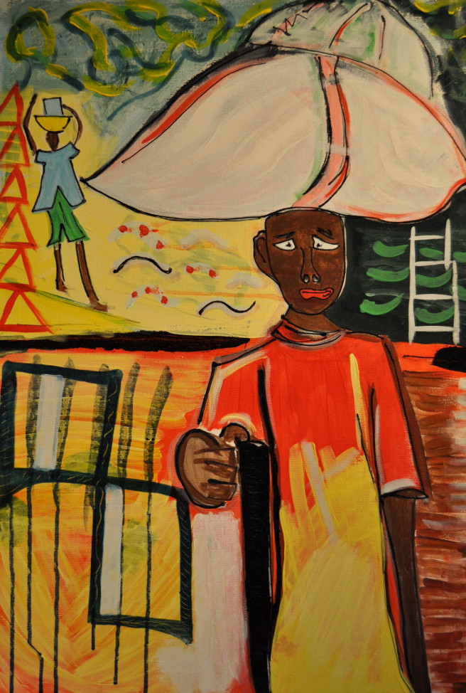 La cinta rosa Mixta sobre tela 50x70cm