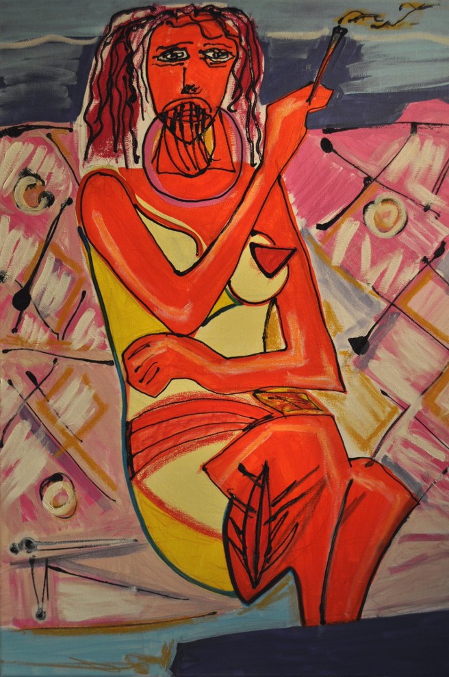 La de los labios rojos Mixta sobre tela 50x70cm