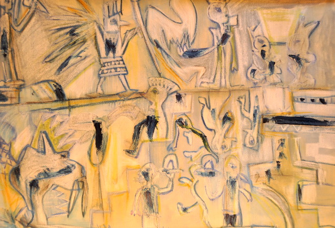 Lupus et tigris Mixta sobre papel 50x60cm