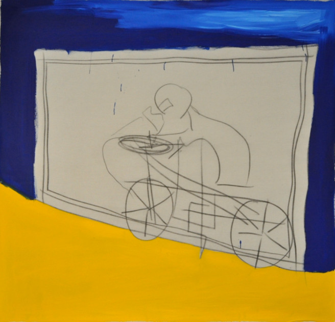 Pedalada/Sprint.  Acrílico sobre tela. 195x195cm.