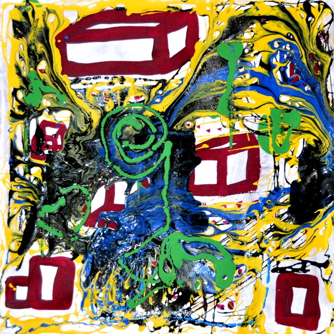 Geometría destructiva Mixta sobre tela 35x35cm