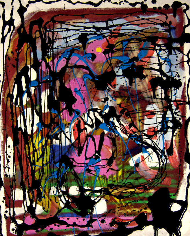 Hombre bebiendo café Mixta sobre tela 30x40cm