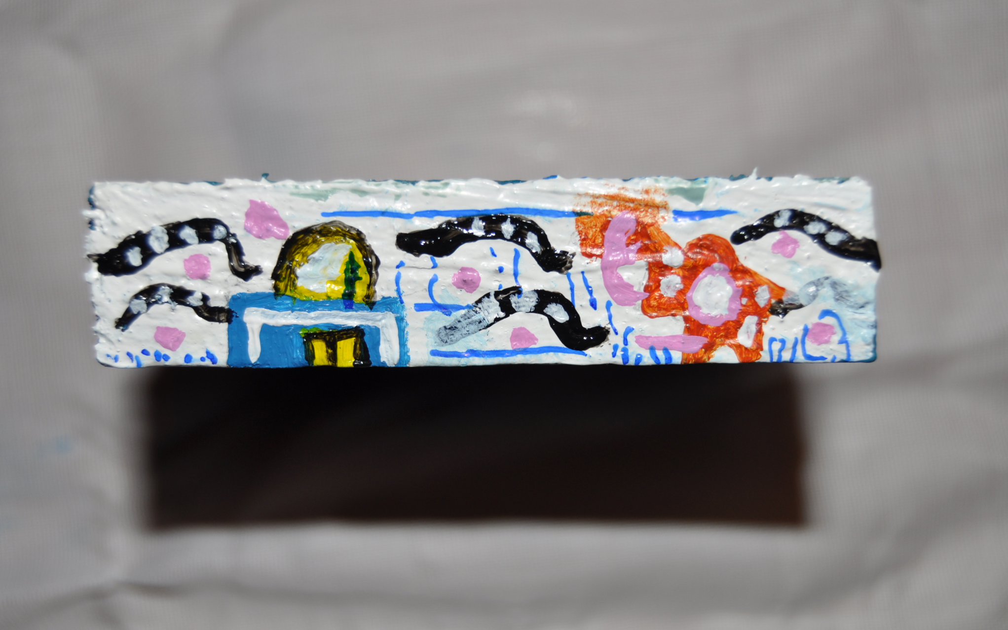 6pintura Acrílico sobre madera.  8x1,5 cm